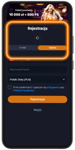 Wybierz metodę rejestracji